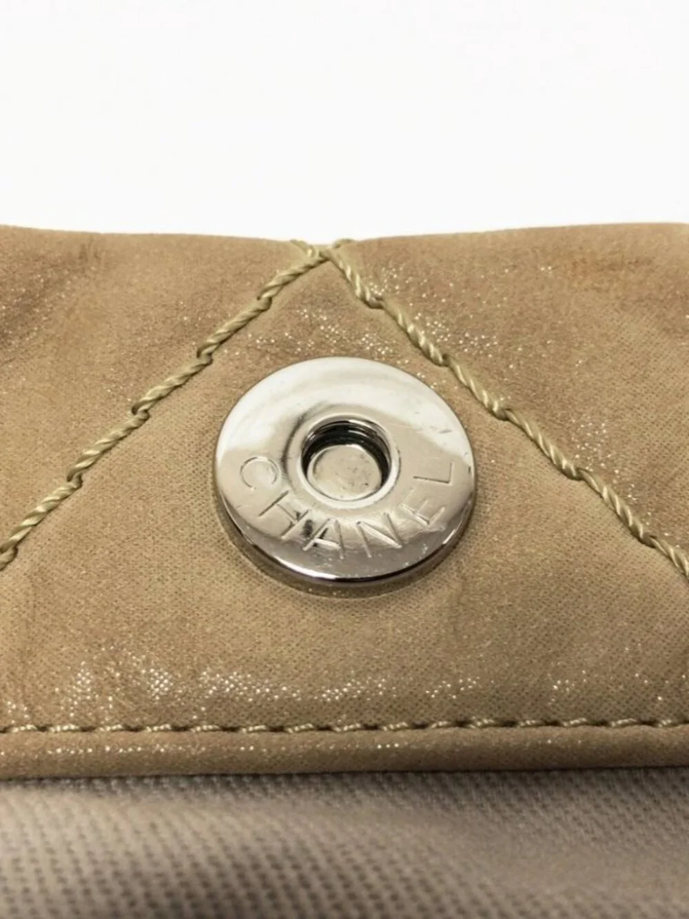 CHANEL Sea Hit Iridescent Calfskin Quilted CC Tote Beige Silver Chain 2011